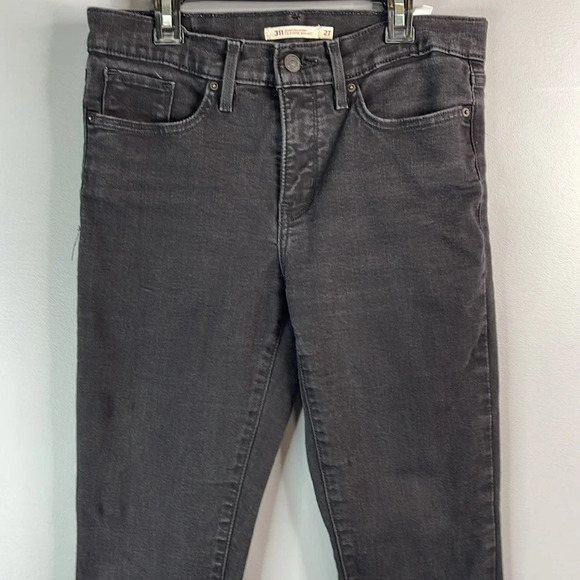 LEVIS 311 Shaping Skinny Jeans Black Denim Black Tab Stretch Mid Rise Size 27 - Picture 3 of 11